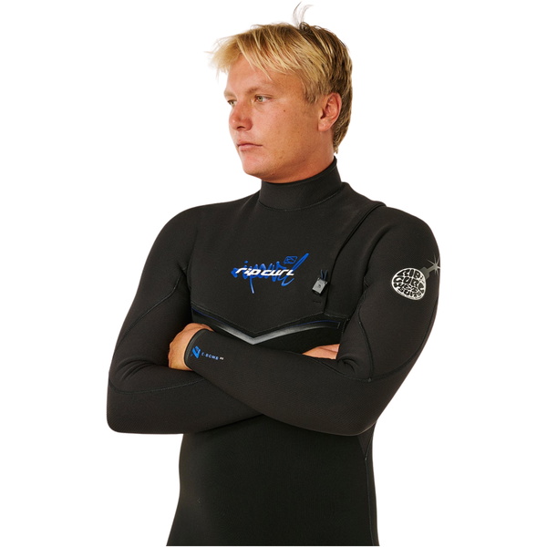 2026 Rip Curl Hommes E-Bomb 4/3mm Zip Free Combinaison Néoprène 17MMFS - Black / Blue